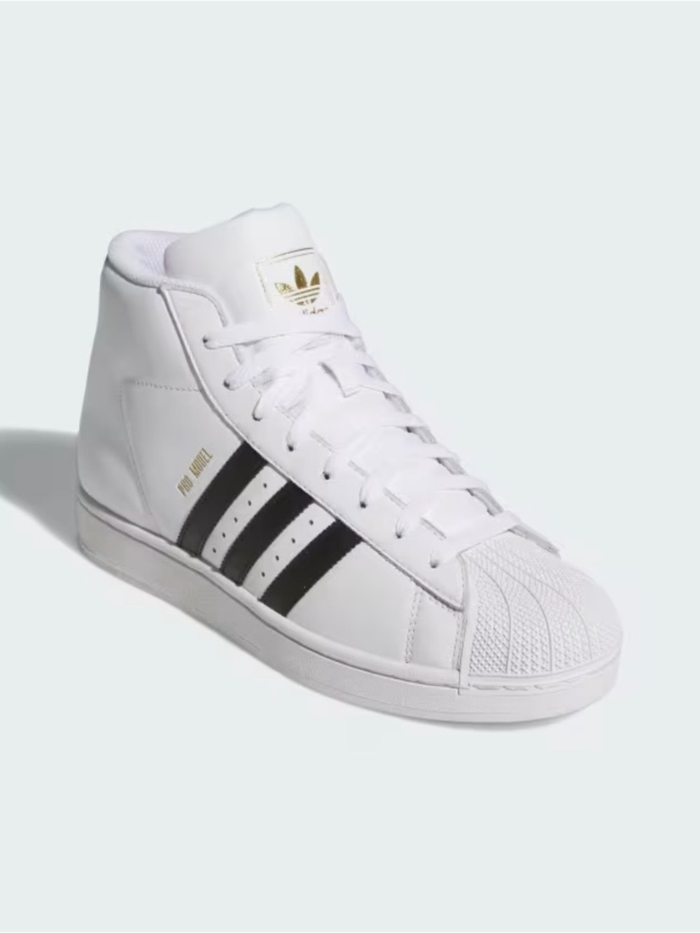 adidas White and Black Pro Model High-Top Sneakers